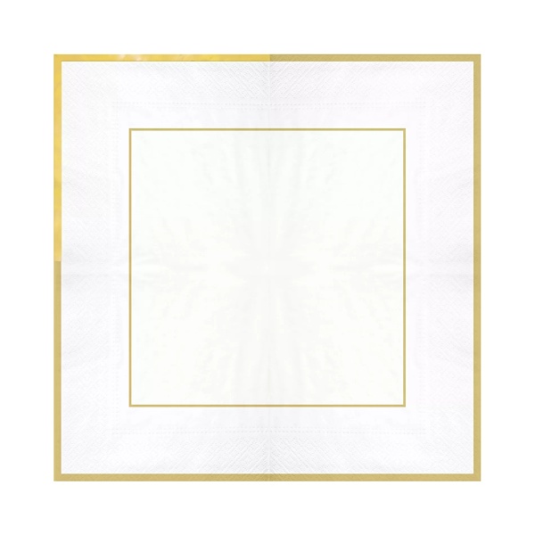 Ubrousky paprov bl se zlatm proukem 33x33 cm 10 ks