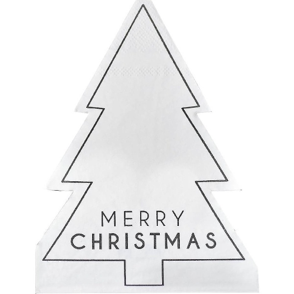 Servítky papierové v tvare stromčeka Merry Christmas 16,5 x 12,4 cm 16 ks