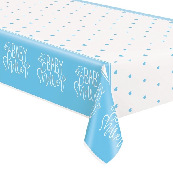 Obrus plastový Baby Shower modrý 137 x 213 cm