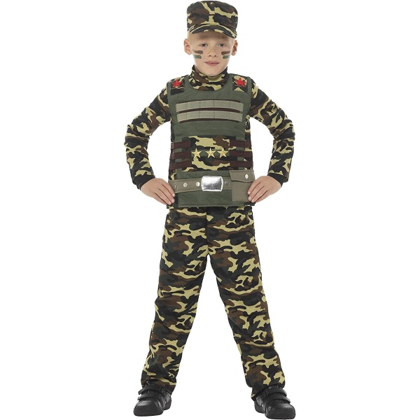 Vojenský maskovací kostým pre chlapcov, zelený veľ. S
