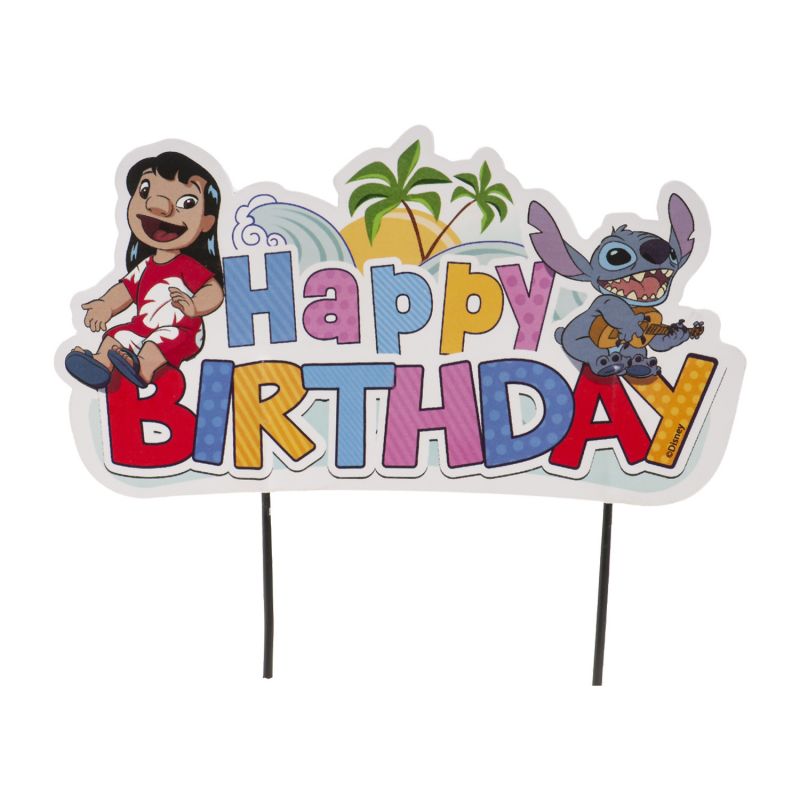 Zpich na dort Happy Birthday Stitch 17,5 cm