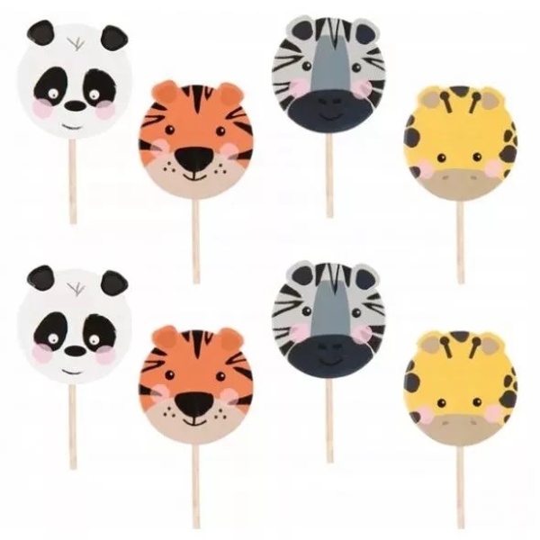 Zpichy na torty a cupcakes Zvieratk zo ZOO 9,5 cm (8 ks)