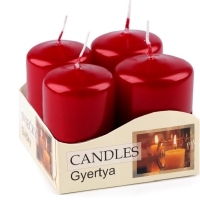 Adventné sviečky 4 x 6 cm valec červená tmavá 1 súprava