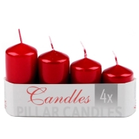 Adventné sviečky zostupné perleťovo červené 4 ks