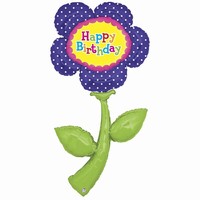 BALÓN AIRWALKER fóliový Kvetinka fialová Happy Birthday 150 cm