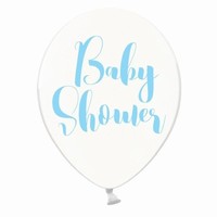Balóniky crystal biely, modré "Baby Shower" 30 cm, 50 ks