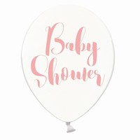 Balóniky crystal biele, ružové "Baby Shower" 30 cm, 50 ks