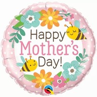 Balónik fóliový Happy Mother's Day včielky 46 cm