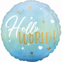 BALÓNIK fóliový Hello world modrý 40 cm