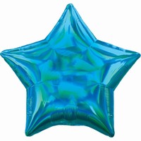 BALÓNIK fóliový Hviezda holografická Iridescent modrá 48cm