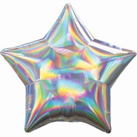 BALÓNIK fóliový Hviezda holografická Iridescent strieborná 48cm