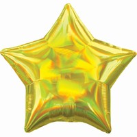 BALÓNIK fóliový Hviezda holografická Iridescent žltá 48cm