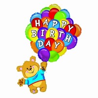 BALÓNIK fóliový Medvedík s balónikmi Happy Birthday  107 cm