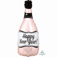 Balónik fóliový Šampanské Happy New Year Rose zlaté 25x66 cm cm