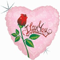 BALÓNIK fóliový Srdce s ružou 46cm
