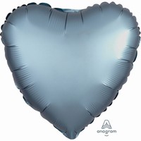 BALÓNIK fóliový Srdce saténové oceľovo modré 45cm