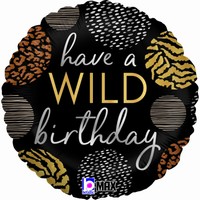 Balónik fóliový Wild Birthday čierny 46 cm