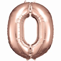 Balónik fóliový číslica 0 ružové zlato 66 x 88 cm