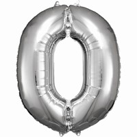 Balónik fóliový číslica 0 strieborný 66 x 88 cm