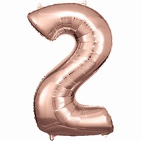 Balónik fóliový číslica 2 ružové zlato 50 x 88 cm