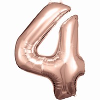 Balónik fóliový číslica 4 ružové zlato 66 x 88 cm