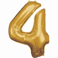 Balónik fóliový číslica 4 zlatá 66 x 88 cm