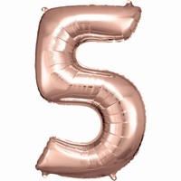 Balónik fóliový číslica 5 ružové zlato 58 x 86 cm