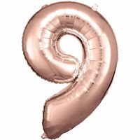 Balónik fóliový číslica 9 ružové zlato 63 x 86 cm