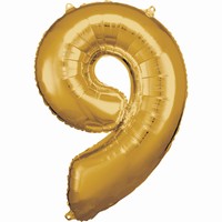 Balónik fóliový číslica 9 zlatá 63 x 86 cm