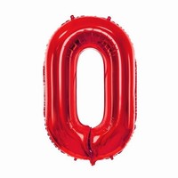 Balónik fóliový číslo 0 červené 85 cm