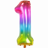 BALÓNIK fóliový číslo 1 Yummy Gummy Rainbow 86cm