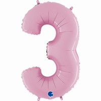 Balónik fóliový číslo 3 pastelovo ružové 66 cm