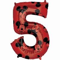 BALÓNIK fóliový číslo 5 červené Mickey Mouse 66cm