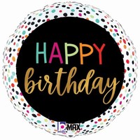Balnik fliov okrhly Happy Birthday s bodkami 46 cm