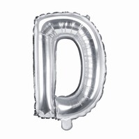 Balónik fóliový mini písmeno D strieborné 35 cm