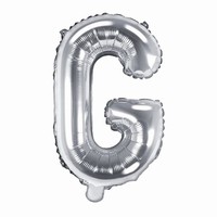 Balónik fóliový mini písmeno G strieborné 35 cm