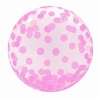 Balónik kryštálový s bodkami ružový 46 cm