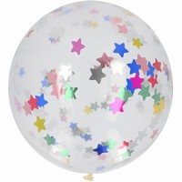 Balónik latexový XL s konf. Hviezdy Multicolors 61 cm