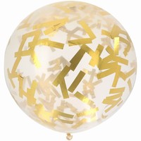 Balónik latexový XL so zlatými konfetami 61 cm