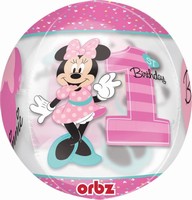 BALÓNKOVÁ bublina ORBZ Minnie 1st Birthday ružový 38x40cm