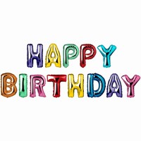 Balónový nápis Happy Birthday Multicolor 36 cm
