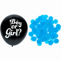 Balniky Gender Reveal Boy s modrmi konfetami 41 cm - 3 kusy