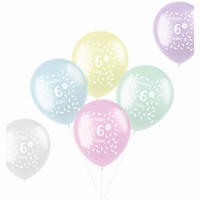 BALÓNKY latexové 6. narozeniny pastelový mix 33cm 6ks