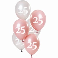 Balóniky latexové Glossy Pink "25" 23 cm 6 ks