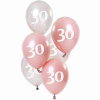 Balóniky latexové Glossy Pink "30" 23 cm 6 ks