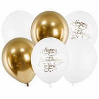 Balóniky latexové HB biele a zlaté 30 cm 6 ks