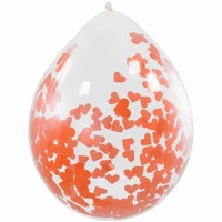 Balniky latexov s ervenm srdcom konfety 30 cm - 4 kusy