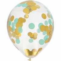 Balniky latexov s konfetami Gold & Mint 30 cm, 4 ks