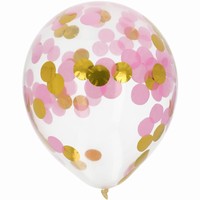 Balóniky latexové s konfetami Gold & Pink 30 cm, 4 ks