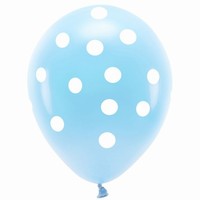 Balniky latexov bodky, svetlo modr 33 cm, 6 ks